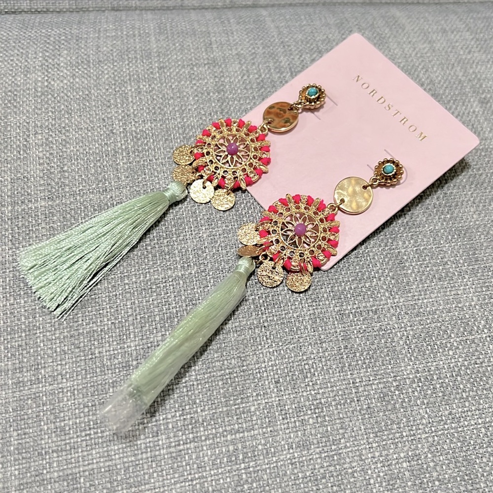 Nordstrom Pink and Gold Statement Earrings - Picture 2 of 4